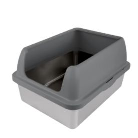 Go Fresh - Enclosed Stainless Steel Cat Litter Box Grey